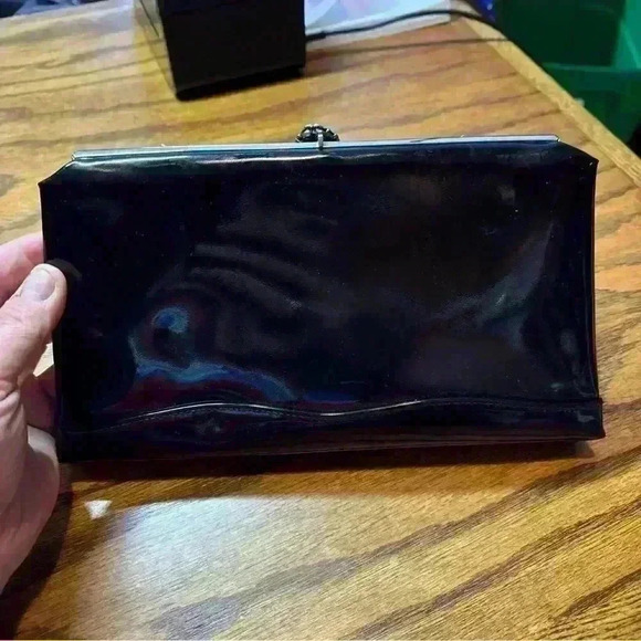 After Five Vintage Patent Leather Clutch Silver Rose VTG - Picture 1 of 5